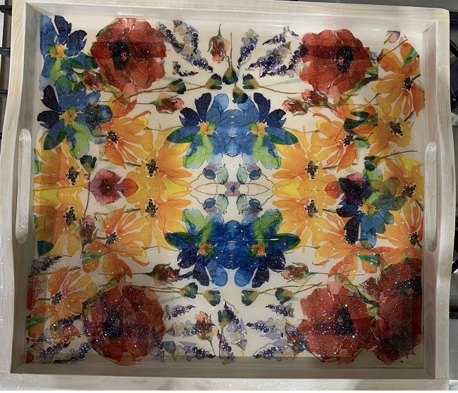 Decoupaged tray with epoxy coating Particular Creations Blog